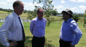 CEO Mitchell Giles with Member for Forde Bert van Manen and Councillor Phil Pidgeon
