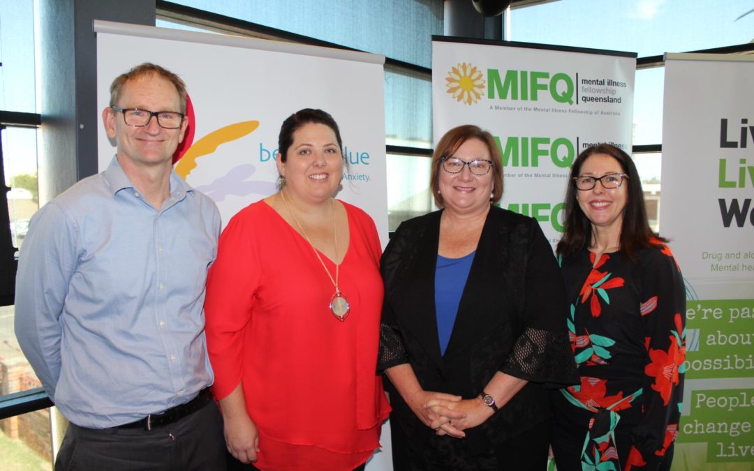 Mitchell Giles from Lives Lived Well, Donna Didlick from Mental Illness Fellowship Queensland, Merrilyn Strohfeldt from Darling Downs and West Moreton PHN and Susan Anderson from beyondblue.