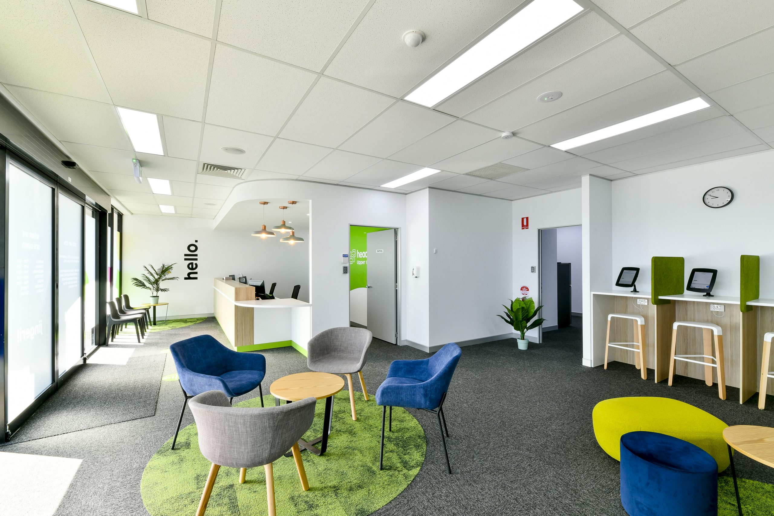 reception facing desk